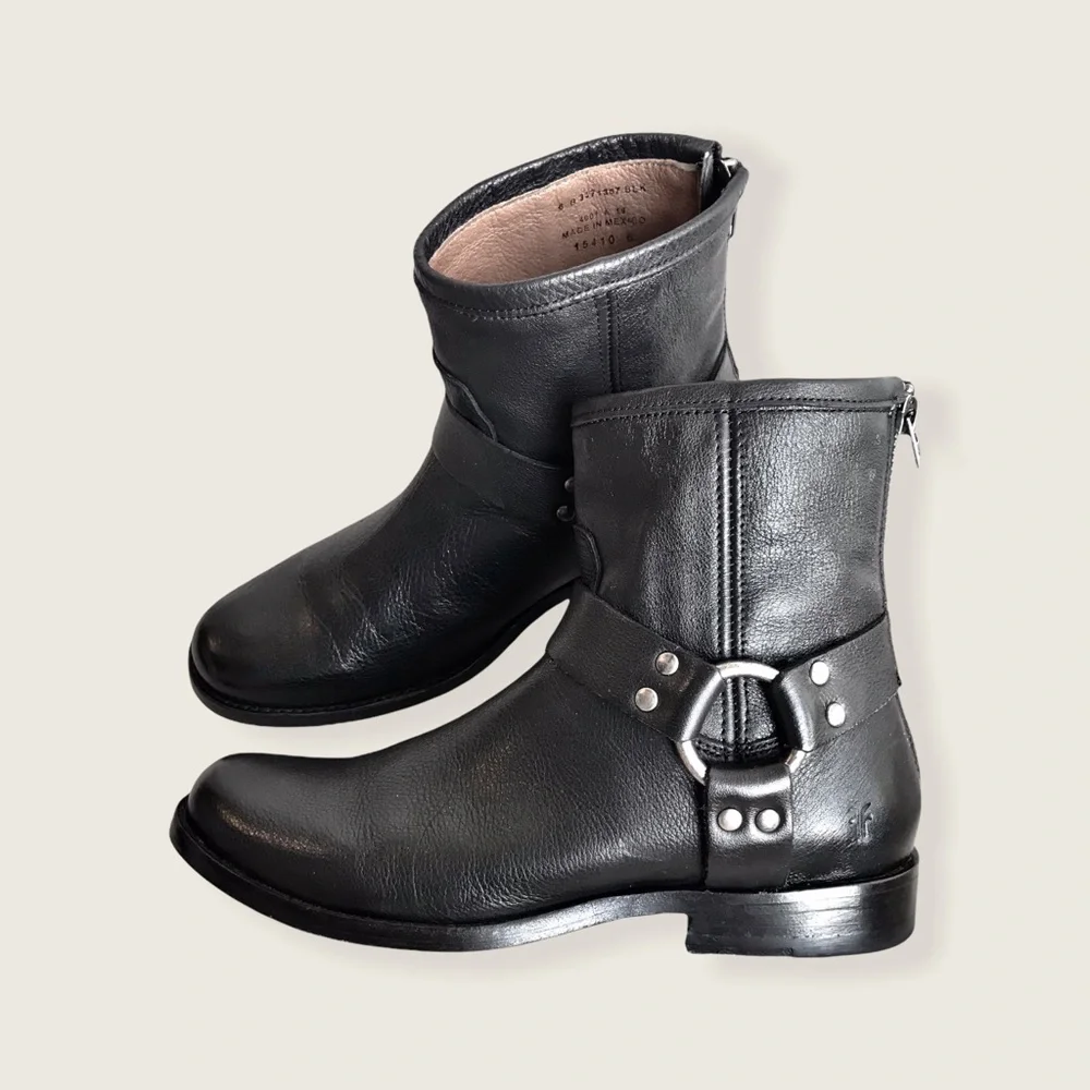 Frye Phillip Harness Short Leather Cute Ankle Boot
